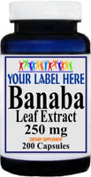 Private Label Banaba Leaf Extract 250mg 100caps Private Label 12,100,500 Bottle Price