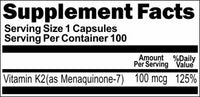Private Label Vitamin K2 100mcg 100 or 200caps Private Label 12,100,500 Bottle Price