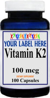 Private Label Vitamin K2 100mcg 100 or 200caps Private Label 12,100,500 Bottle Price