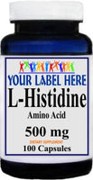 Private Label L-Histidine 500mg 100caps Private Label 12,100,500 Bottle Price