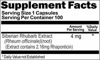 Private Label Siberian Rhubarb Extract 4mg 100caps or 200caps Private Label 12,100,500 Bottle Price