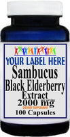 Private Label Sambucus Black Elderberry Extract 2000mg 100caps or 200caps 12,100,500 Bottle Price