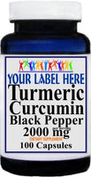 Private Label Turmeric Curcumin Black Pepper 2000mg 100caps or 200caps Private Label 12,100,500 Bottle Price