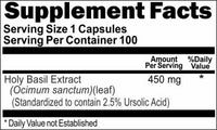 Private Label Holy Basil Standardized Extract 450mg 100caps or 200caps Private Label 12,100,500 Bottle Price