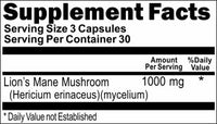 Private Label Lion's Mane Mushroom 1000mg 90caps or 180caps Private Label 12,100,500 Bottle Price