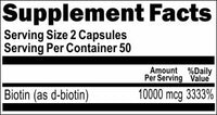 Private Label Biotin 10000mcg 100caps or 200caps Private Label 12,100,500 Bottle Price