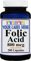 Private Label Folic Acid 800mcg 200caps Private Label 12,100,500 Bottle Price