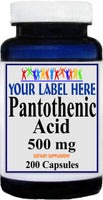 Private Label Pantothenic Acid 500mg 200caps Private Label 12,100,500 Bottle Price