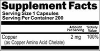 Private Label Chelated Copper 200caps Private Label 12,100,500 Bottle Price