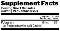 Private Label Chelated Potassium 99mg 200caps Private Label 12,100,500 Bottle Price