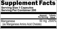 Private Label Chelated Manganese 50mg 200caps Private Label 12,100,500 Bottle Price