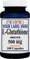 Private Label L-Glutathione Free Form 500mg 100caps or 200caps Private Label 12,100,500 Bottle Price