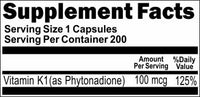Private Label Vitamin K1 100mcg 200caps Private Label 12,100,500 Bottle Price