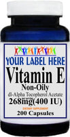 Private Label Vitamin E (Non-Oily) 268mg(400IU) 200caps Private Label 12,100,500 Bottle Price