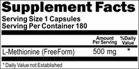 Private Label L-Methionine 500mg 180caps Private Label 12,100,500 Bottle Price
