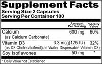 Private Label Calcium Carbonate 600mg + Vit D and Soy Iso 200caps Private Label 12,100,500 Bottle Price