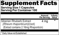Private Label Siberian Rhubarb Extract 4mg 100caps or 200caps Private Label 12,100,500 Bottle Price