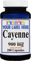 Private Label Cayenne 900mg 100caps or 200caps Private Label 12,100,500 Bottle Price