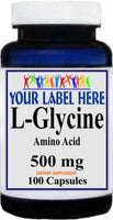 Private Label L-Glycine 500mg 100caps Private Label 12,100,500 Bottle Price