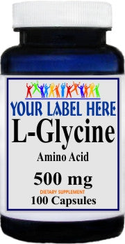 Private Label L-Glycine 500mg 100caps Private Label 12,100,500 Bottle Price