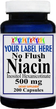 Private Label No Flush Niacin 500mg 200caps Private Label 12,100,500 Bottle Price