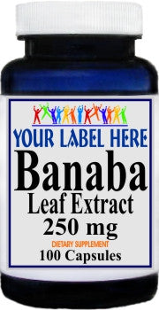 Private Label Banaba Leaf Extract 250mg 100caps Private Label 12,100,500 Bottle Price
