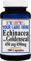 Private Label Echinacea with Goldenseal 450mg 100caps or 200caps Private Label 12,100,500 Bottle Price