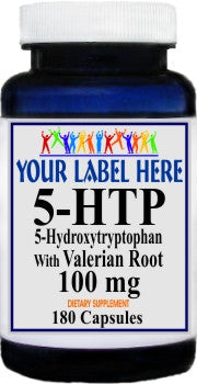 Private Label 5 HTP 100mg with Valerian Root 180caps Private Label 12,100,500 Bottle Price