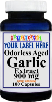 Private Label Odorless Aged Garlic Extract 900mg 100caps or 200caps Private Label 12,100,500 Bottle Price