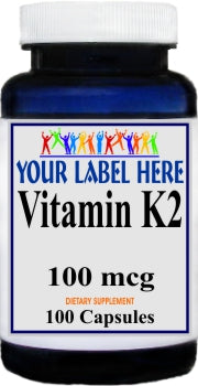 Private Label Vitamin K2 100mcg 100 or 200caps Private Label 12,100,500 Bottle Price
