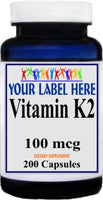 Private Label Vitamin K2 100mcg 100 or 200caps Private Label 12,100,500 Bottle Price