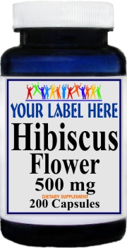 Private Label Hibiscus Flower 500mg 200caps Private Label 12,100,500 Bottle Price