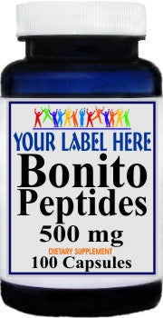 Private Label Bonito Peptides 500mg 100caps or 200caps Private Label 12,100,500 Bottle Price
