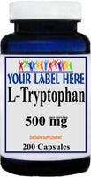 Private Label L-Tryptophan 500mg 200caps Private Label 12,100,500 Bottle Price