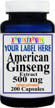 Private Label American Ginseng Extract 500mg 200caps Private Label 12,100,500 Bottle Price