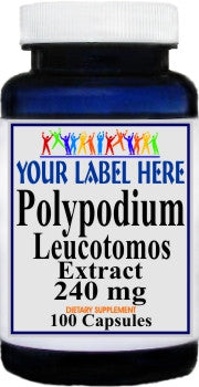 Private Label Polypodium Leucotomos Extract 240mg 100caps or 200caps Private Label 12,100,500 Bottle Price