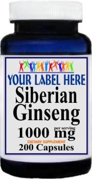 Private Label Siberian Ginseng 1000mg 200caps Private Label 12,100,500 Bottle Price