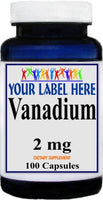 Private Label Vanadium 2mg 100caps or 200caps Private Label 12,100,500 Bottle Price