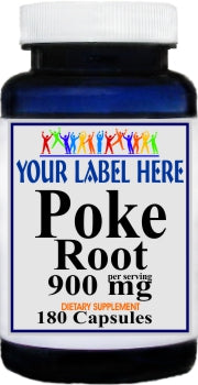 Private Label Poke Root 900mg 180 Capsules 1 or 3 Bottle Price