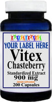 Private Label Vitex Chasteberry Standardized Extract 900mg 100 or 200caps Private Label 12,100,500 Bottle Price