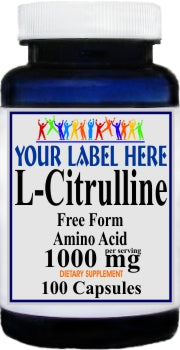 Private Label L-Citrulline 1000mg 100 or 200caps Private Label 12,100,500 Bottle Price