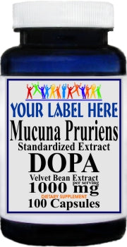 Private Label Mucuna Pruriens Extract DOPA 1000mg 100caps or 200caps Private Label 12,100,500 Bottle Price