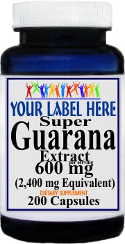 Private Label Super Guarana Extract Equivalent 2400mg 200caps Private Label 12,100,500 Bottle Price