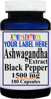 Private Label Ashwagandha Extract Black Pepper 1500mg 180caps Private Label 12,100,500 Bottle Price