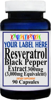 Private Label Resveratrol Extract Black Pepper Equivalent 3000mg 90 or 180caps Private Label 12,100,500 Bottle Price