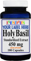 Private Label Holy Basil Standardized Extract 450mg 100caps or 200caps Private Label 12,100,500 Bottle Price