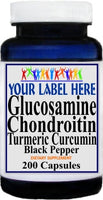 Private Label Glucosamine Chondroitin Turmeric Curcumin Black Pepper 100caps or 200caps Private Label 12,100,500 Bottle Price