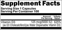 Private Label Vitamin D3 (Emulsified Dry) 5000IU 100caps or 200caps Private Label 12,100,500 Bottle Price