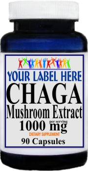 Private Label Chaga Mushroom 1000mg 90caps or 180caps Private Label 12,100,500 Bottle Price