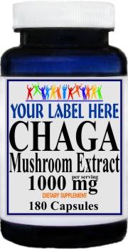 Private Label Chaga Mushroom 1000mg 90caps or 180caps Private Label 12 ...